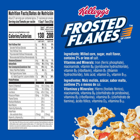 28.5 oz Kellogg's Frosted Flakes Breakfast Cereal, Fat Free, Giant Size