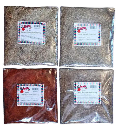 Bolner's Fiesta Extra Fancy Sausage Seasoning 4 Flavor Variety Bundle, (1) each: Polish, Italian,