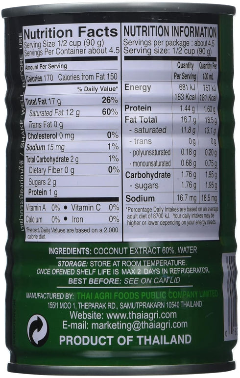 Aroy-D 13.5 Oz (Pack 6) Coconut Milk Can