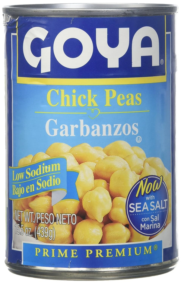 Goya Chick Peas Garbanzos Low Sodium 15.5 oz (Pack of 12)