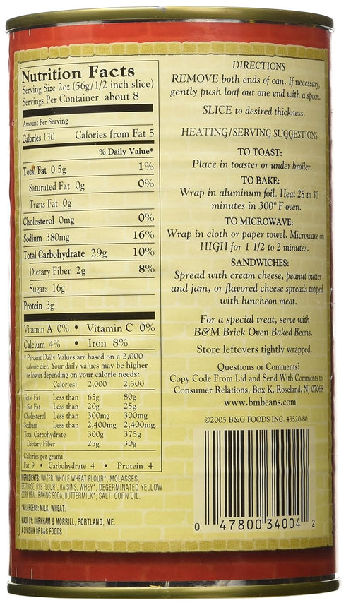 B&M 16-Ounce (Pack 6) Brown Bread with Raisins, Cans