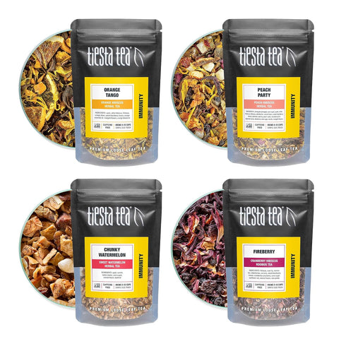 Set, 8 Tiesta Tea - Fruity Tea Sampler Dry Flight Loose Leaf, No Caffeine, Makes Hot and Iced, Assorted Fruit Brews