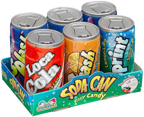 Kidsmania Set- 1 Playset, 1.48 oz (1-Pack 6) 3-Pack Kids Novelty Candy Soda Can Fizz of and Sour Flush Watermelon