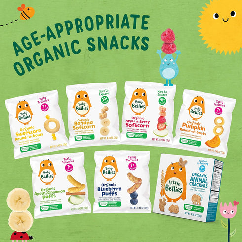 Little Bellies Organic Animal Crackers Toddler Snack (Pack of 5 x 4.58 oz Individual Packs)