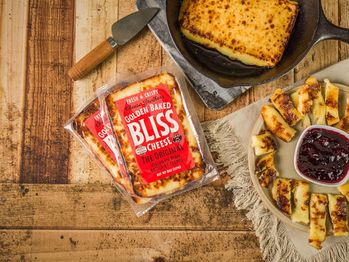 4 Pack Cheese Bros. Golden Baked Bliss Cheese | Made in Wisconsin | Heat & Eat | Fresh & Crispy |