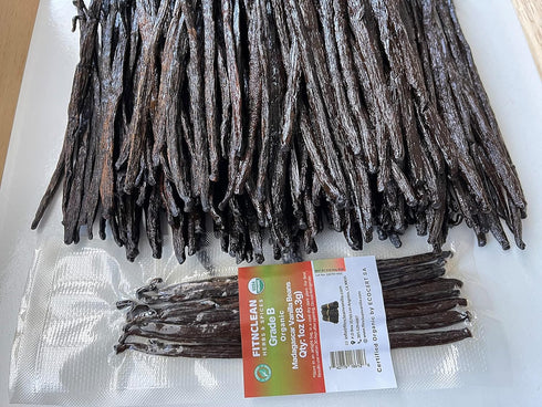 1oz Madagascar Vanilla Beans Grade B, Certified USDA Organic for Extract, Cooking, and Paste