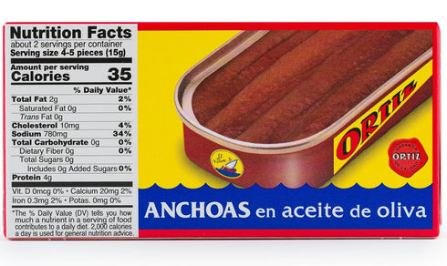 Ortiz 1.67oz (Pack 5) Anchovies in Extra Virgin Olive Oil, Firm Buttery Fillets with a Rich Umami Taste, Wild Caught