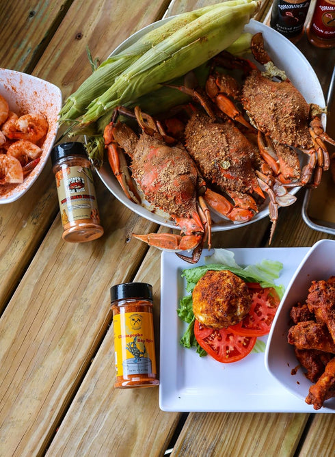 Tomahawk Jim's (Pack 4) 4.5 oz (128g) Hoopers Crab House True Crab Blend of Malt Vinegar Infused Chesapeake Bay Spice