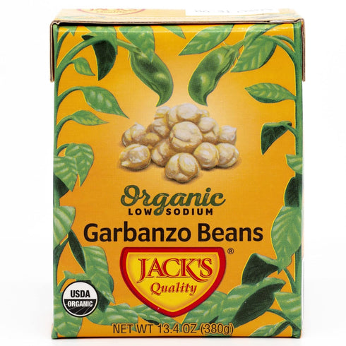 13.4 oz. Packed (8-PACK) Jack's Organic Chickpeas Garbanzo Beans | with Protein and Fiber, Heart Healthy, Low Sodium