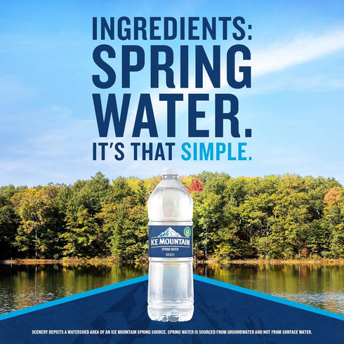 15 Pack 33.8 Oz Ice Mountain Spring Water Bottles, Refreshing Crisp Water Fl