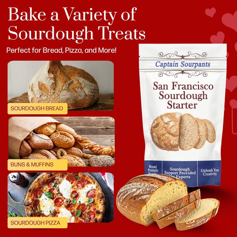 100+ San Francisco Sourdough Starter Culture- Year Old Dehydrated Heirloom Style Sourdough Starter Kit for Sourdough
