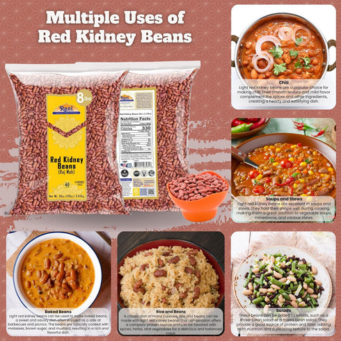 128oz (8lbs) 3.63kg Rani Red Kidney Beans, Light Bulk ~ All Natural | Vegan | Gluten Friendly | NON-GMO | Kosher | Raj