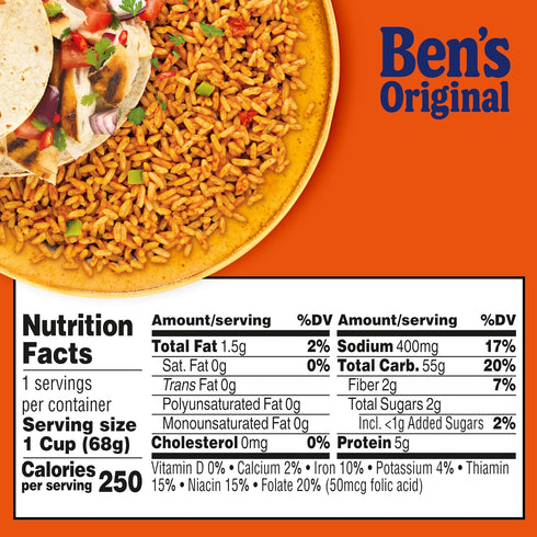 3.5 2.4 oz (Pack 8) BEN'S ORIGINAL Spanish Style Rice Single Serve Cup, Snack or Side, Microwave in Minutes
