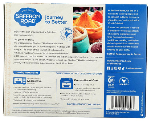 Frozen 10 Saffron Road Chicken Tikka Masala High Protein, Seed Oil Free, Chickens Raised with No Antibiotics, No