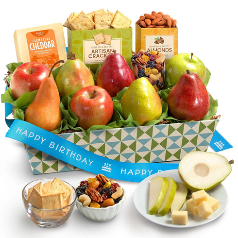 A Gift Inside Fruitfully Classic Happy Birthday Fresh Fruit Basket with Cheese