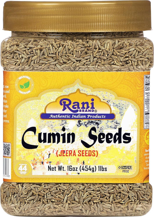 Rani Cumin Seeds Whole (Jeera) Spice 16oz (1lb) 454g PET Jar ~