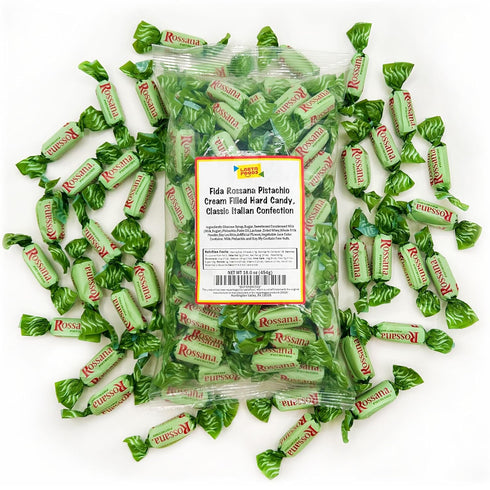 1 75 Count Fida Rossana Pistachio Hard Candy | Pound Bag - | Individually Wrapped Rossana Italian Candy | Rich