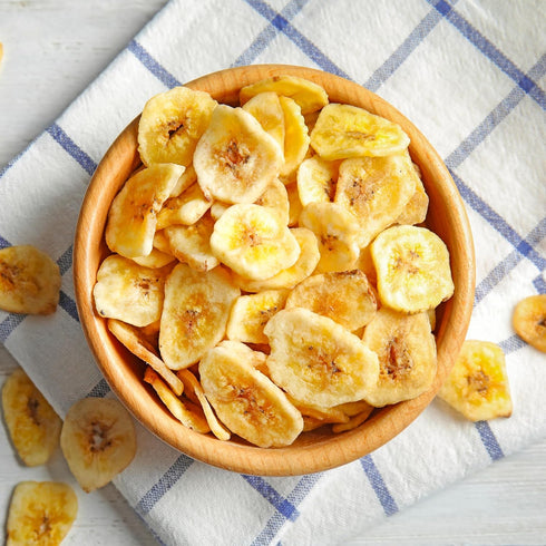 4.8 oz, Elan Organic Banana Chips, Non-GMO, Vegan, Gluten-Free, Kosher, Sweetened with Organic Sugar, Crunchy Snacks