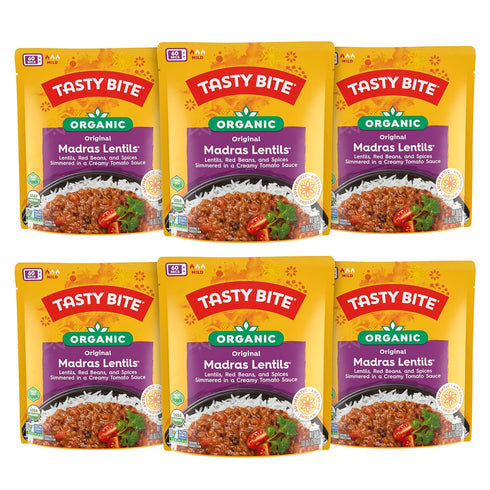Tasty Bite Organic Madras Lentils, 10 Ounce, Pack of 6, Ready to