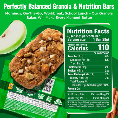 48 Count Cooper Street Granola Bakes Apple Cinnamon Soft Baked Chewy Breakfast Granola Bars Bulk Nut Free School Safe