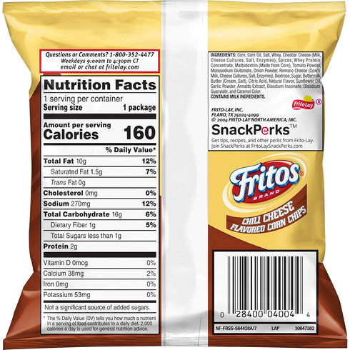Funyuns 1 (Pack 40) Fritos Corn Chips, Chili Cheese, Ounce