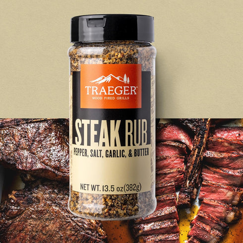 SPC281 Traeger Grills Steak Rub, Premium BBQ Seasoning with Pepper, Salt, Garlic & Butter Flavor, Bold Savory Blend