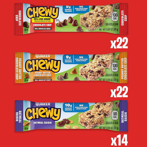 3 Pack, (58 Pack) Quaker Chewy Granola Bars, Flavor Variety