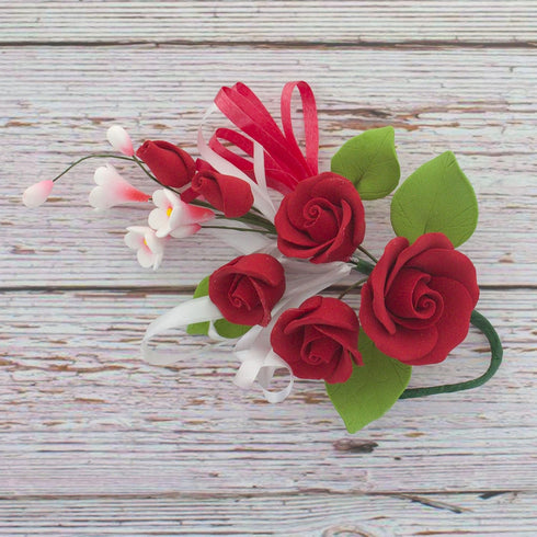 2 Count Global Sugar Art Premium Rose Sugar Cake Topper Flower Spray, Deep Red, by Chef Alan Tetreault