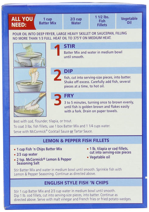 10 oz (Pack 8) McCormick Golden Dipt Fish 'n Chips Seafood Batter Mix