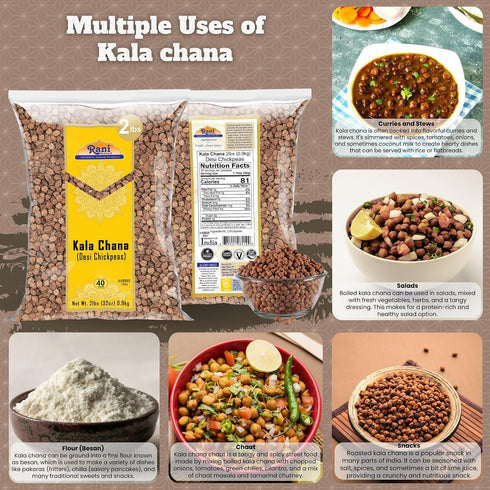 32oz (2lbs) 908g Rani Kala Chana (Desi Chickpeas Chana with skin) ~ All Natural | Gluten Friendly | NON-GMO | Kosher |