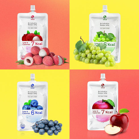 Jelly B (16 Eat Munchie Box Drinkable Konjac Pouches | Healthy Dietary Supplement | Korean Diet Drink | Low Carb & Low