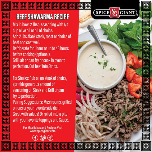 5 oz Beef Shawarma Seasoning | Shawarma Spice | All Purpose Steak, Ground Beef, Chicken, Seafood & More Seasoning |