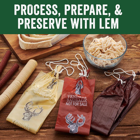 LEM Products Pre-Tubed Natural Hog Casings, 32-35mm, Edible Sausage Casings, 9.6 Ounce Package, Stuffs Approximately 50