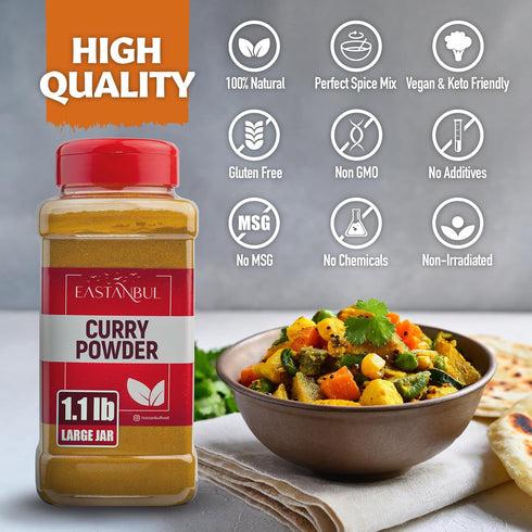1.1lb, Eastanbul Curry Powder, Traditional Indian Spice Blend Curry, Authentic Seasoning, Premium Quality Blend Yellow