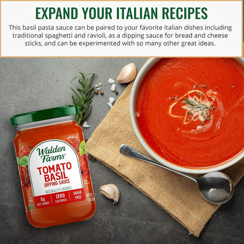Walden Farms Tomato Basil Marinara Sauce, 12 oz. Jar (Pack of 2) - Vegan, Kosher, Great for Pasta & More