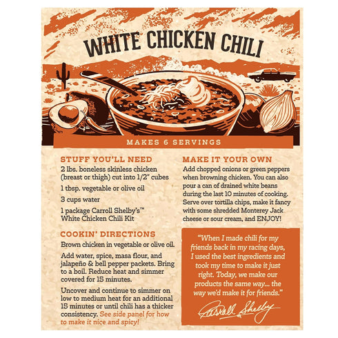 Shelby's 3oz (Pack 1) Carroll Original Texas Brand White Chicken Chili Kit Box