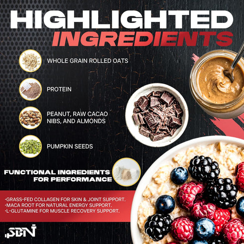 SBN StrengthBuild Nutrition 45g 8 StrengthBuild Overnight Protein Oats Protein Muscle-Building Oatmeal Clean