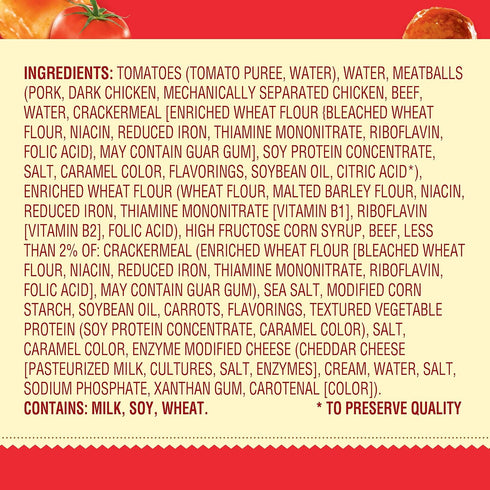 15 Oz (Pack 6) Chef Boyardee Mini Beef Ravioli and Meatballs, Can