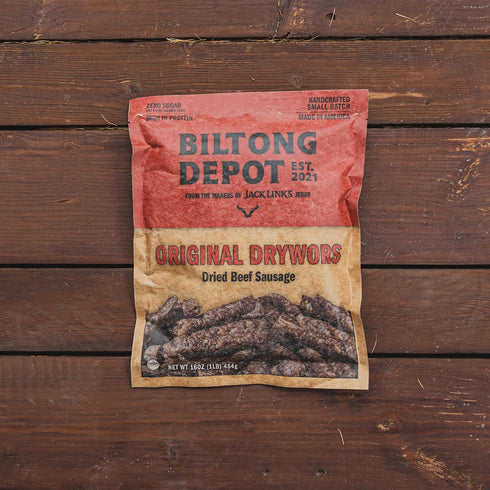 1lb (16oz) Biltong Depot Original Drywors - | Air-Dried Beef Snack Sticks | High Protein | Keto & Paleo Friendly | Zero
