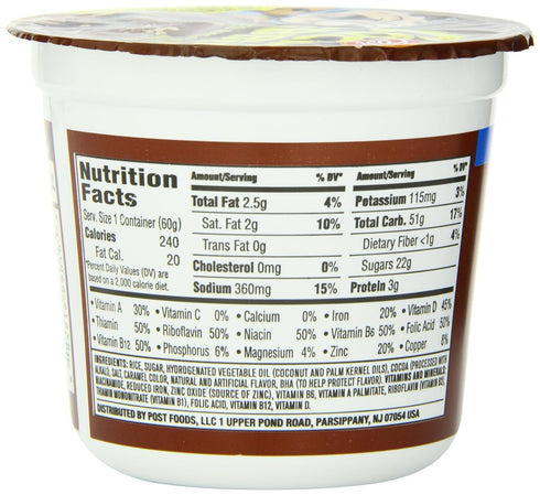 Pebbles 2 oz (Pack 12) Cocoa Chocolate Breakfast Cereal for Kids, Gluten Free, Made with Sweetened Puffed Rice