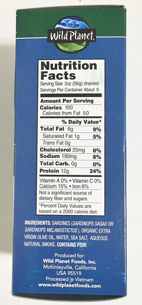 4.4 (6 Count) Wild Planet Wild Pacific Sardines in Extra Virgin Olive Oil, Ounce