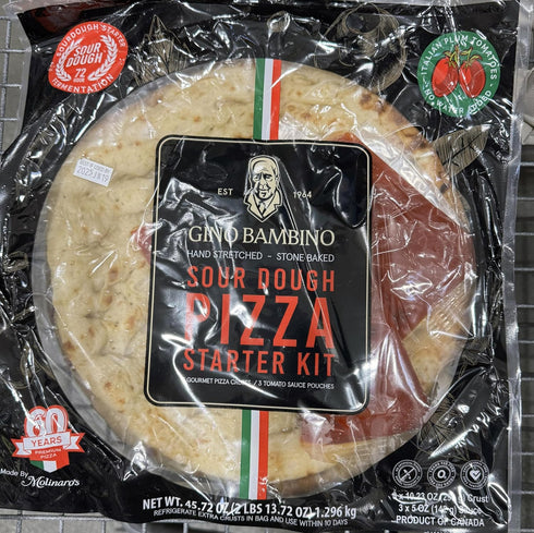 GINO BAMBINO Sourdough Pizza Starter Kit, Hand Stretched Stone Baked, 3 Crusts with Sauce,