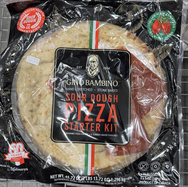 GINO BAMBINO Sourdough Pizza Starter Kit, Hand Stretched Stone Baked, 3 Crusts with Sauce,