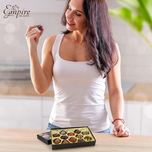 Empire Delights 12 6 oz Happy Birthday Chocolates - Assorted Milk & Dark Chocolate Truffles - Gourmet Box - Birthday