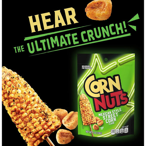 Packs 7 (Pack 12) CORN NUTS Mexican Street Corn Flavored Corn Kernels, Crunchy Corn Snacks, Snack Box, Variety Food