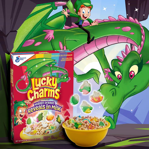 General Mills 10.5 OZ (Pack 3) Lucky Charms Gluten Free Cereal with Marshmallows, Kids Breakfast Cereal with Whole