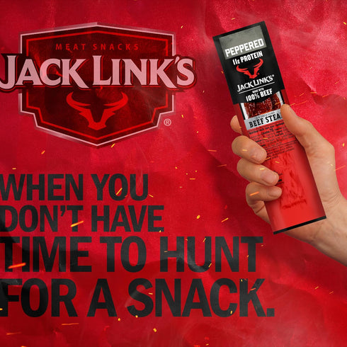 11g 100% Pack, 1 Oz. (12 Count) Jack Link's Beef Steak, Peppered - Protein Snacks, Meat Snack with of Protein, Made