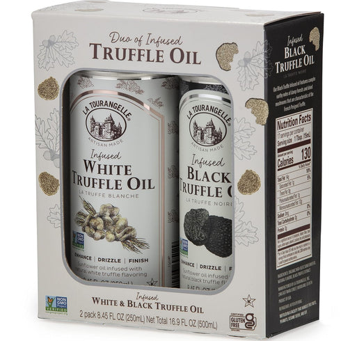 Set, 8.45 Oz (Set 2) La Tourangelle, White Truffle Oil & Black Truffle Oil Complex Gourmet Earthy Flavor for Drizzling