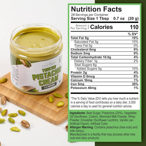 1.25lb, Eastanbul Pistachio Cream, Pistachio Butter, Turkish Cream Spread for Dubai Chocolate Bar Kit, Paste for Dubai