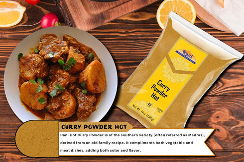 (11-Spice 14oz (400g) Rani Curry Powder Hot Authentic Indian Blend) ~ All Natural | Salt-Free | Vegan | No Colors |